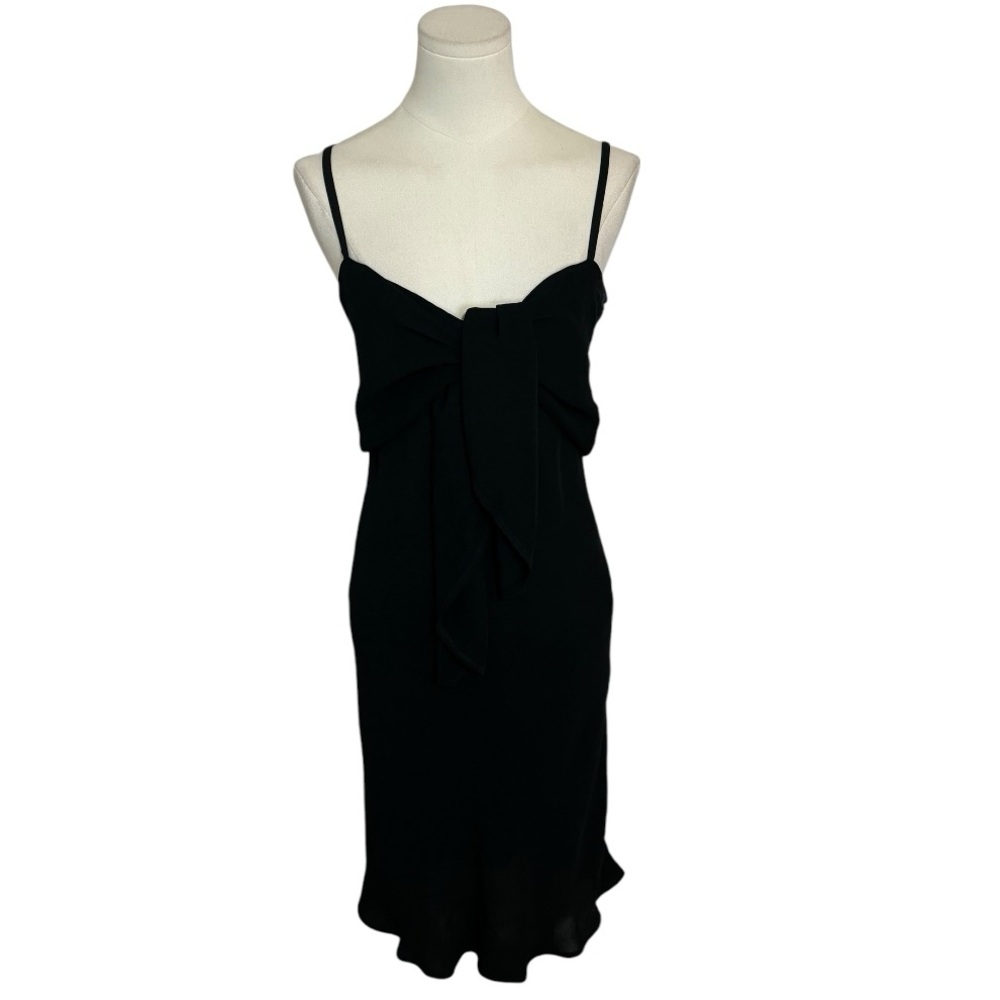 Black Spaghetti Strap Bow-Front Dress